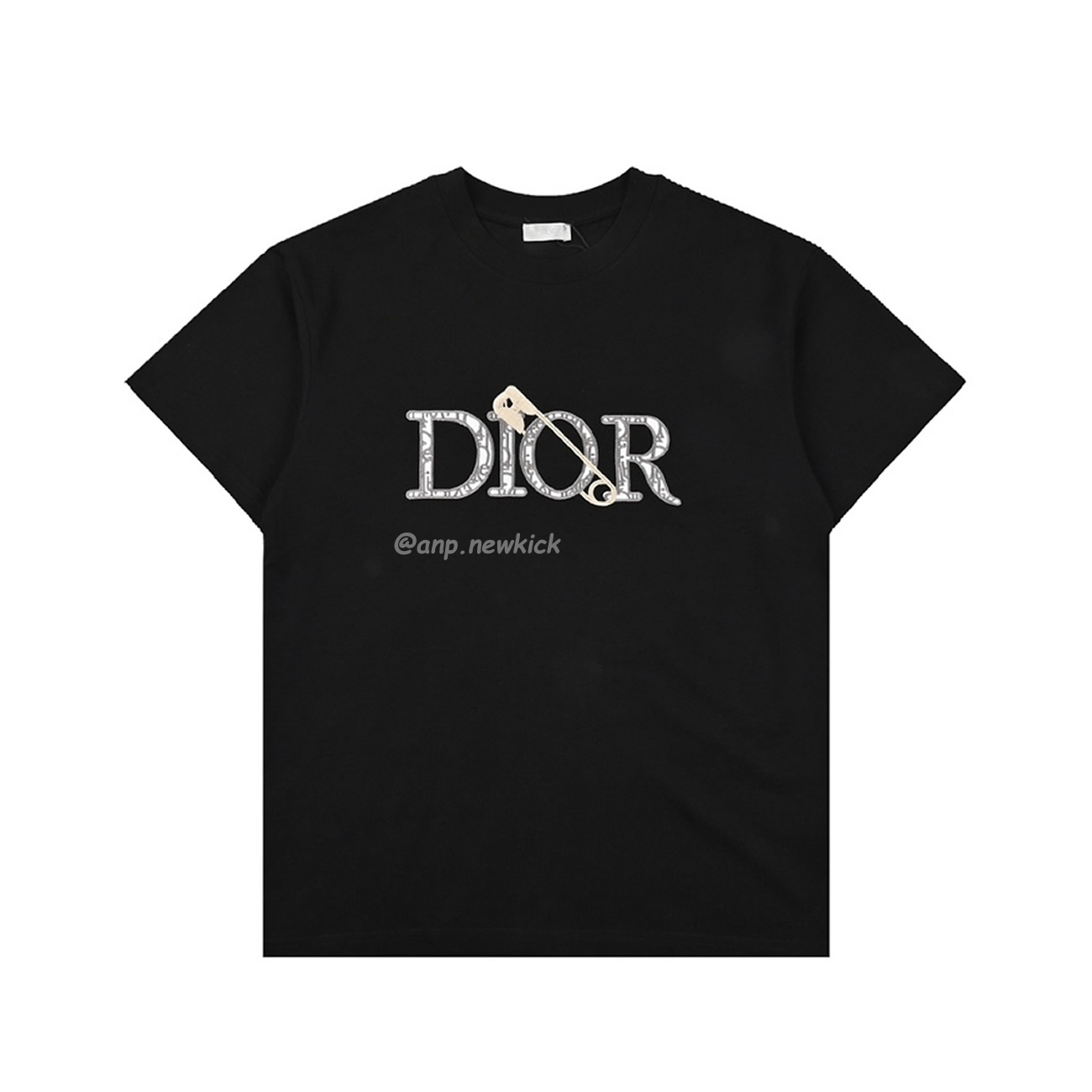 Dior Classic Letter Pin Embroidered Round Neck Short Sleeved T Shirt (1) - www.newkick.org